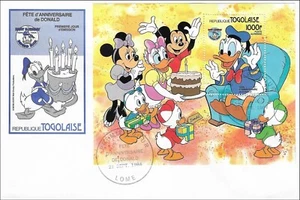 Donald Duck's Birthday Daisy Duck Minnie And Mickey Disney Togo FDC Sheet 1984 - Picture 1 of 1