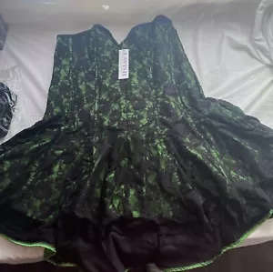 Green Lace Witch Costume. Includes Corseted Dress, Hat, & Gloves. Size 5XL - Picture 1 of 13
