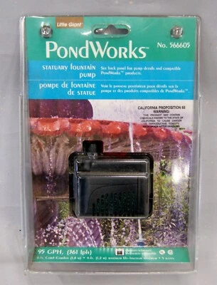 Bomba de fuente estatuaria 95 GPH 6 pies cable 5 vatios Little Giant NUEVA 566005, sh6599 Foto 1 de 3