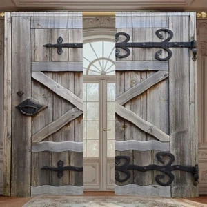 2 Panel Barn Door Curtains Country Farmhouse for Living Room Bedroom Decoration - Picture 1 of 40