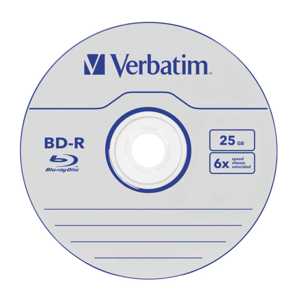 10 Verbatim Blu Ray 25GB 6x Speed Non Printable Blank BD-R discs Sleeves - Image 1 of 1