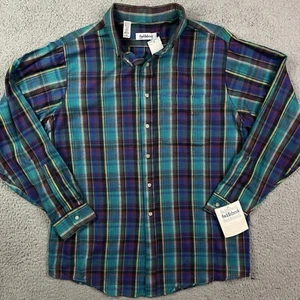 VTG Saddlebrook Shirt Mens Plaid Long Sleeve Western Green Blue Shirt 90s Sz L - Picture 1 of 6