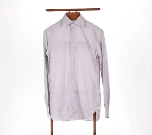 Camicia abito recente ERMENEGILDO ZEGNA bianco grigio nero quadri colletto largo 15 38 - Foto 1 di 9