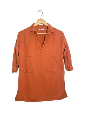Vestido Camisa Pullover Zara Niña Talla 10 Botones Bolsillos Naranja Foto 1 de 4