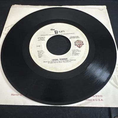 B-52's Legal Tender Promo 7" Vinyl 45rpm Record Stereo/Mono WB Records NM - Image 1 of 4