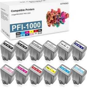 Jeu complet de 12 cartouches d'encre compatibles PFI-1000 pour Canon ImagePROGRAF Pro-1000 - Photo 1/7
