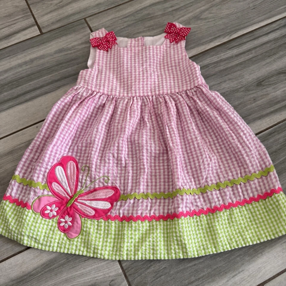 Девочек Emily Rose Seersucker платье бабочка и банты размер 2T розовый желтый зеленый - Изображение 1 из 4