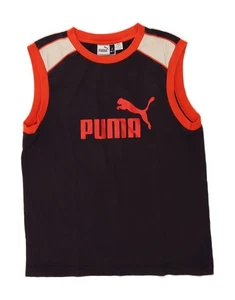 PUMA Womens Graphic Vest Top UK 14 Large Navy Blue Colourblock AS04 - Picture 1 of 3