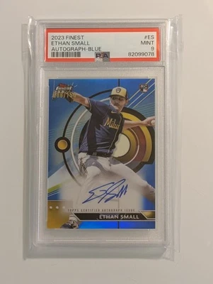 🔥2023 Topps Finest Ethan Small RC Blue Refractor Auto /150 PSA 9 MINT Brewers - Image 1 of 2
