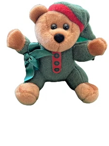 Brown Christmas Teddy Bear Plush 5” Stuffed Animal Hat Scarf GAC Vtg 2001 - Picture 1 of 4
