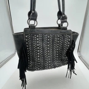 Montana West Handtasche Damen schwarz Nieten Fransen Schultertasche Handtasche Western - Bild 1 von 15