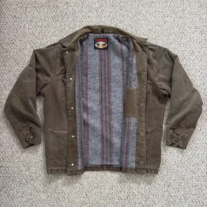 Giacca Duck Duck Uomo XL Marrone Cappotto Chore Tela Abbigliamento Lavoro Coperta Foderata - Foto 1 di 17