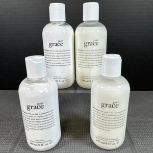 Philosophy PURE GRACE Shampoo Bath Shower Gel Body Lotion *Set Of 4* 8 oz/eap - Picture 1 of 10