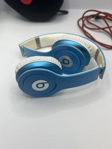 Beats By Dr. Dre Studio Blue White Solo HD Wired Folding Headphones With Case - Picture 1 of 4