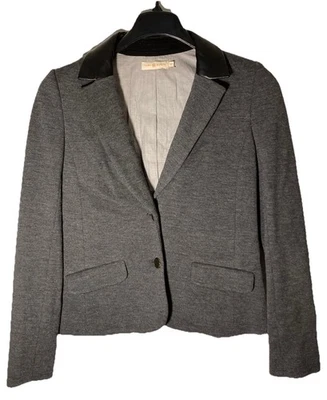 Blazer TORY BURCH Mujer Talla S Mezcla de Lana Gris-Cuello de Cuero Sintético Foto 1 de 4