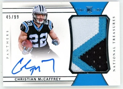 2017 Panini National Treasures Christian McCaffrey Rookie RC Auto Patch /99 RPA - Image 1 of 2