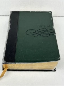 Holy Bible King James Version Black & Green Leather Soft Giant Print Reference - Picture 1 of 24