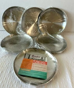 Homikit Round Stainless Steel Dinner Serving Plates Trays 8" - Lot Set Of 6 - Picture 1 of 3