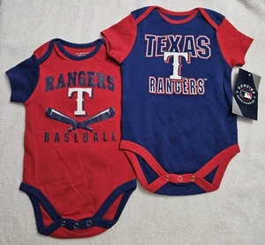 TEXAS RANGERS Baseball Babies Bodysuit 3-6 month Set Of Two NWT  - Picture 1 of 8
