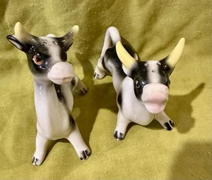 Rare Vintage 1950's Hand Painted Cow Bull Salt & Pepper Shaker Set RELCO Japan - Picture 1 of 17