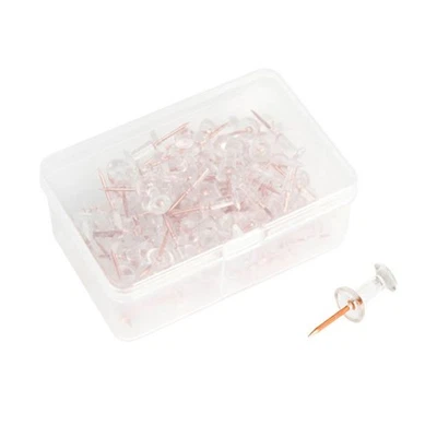 100pcs Transparent Rose Gold Push Pins Thumb Thumbtack Board Pins Drawing Photo - image 1 of 4