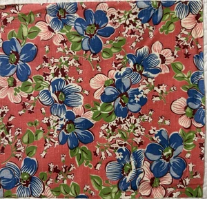 Saco de alimentación floral audaz años 40 pieza de tela 8x10" rosa, azul, granate, verde 9x9" - Imagen 1 de 3