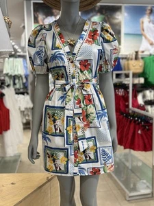 Mini Abito Rio De Janeiro Stampa Floreale Taglia UK 4-20 2XS-XL - Foto 1 di 4