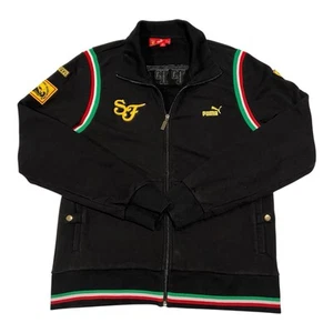 Puma x Scuderia Ferrari Track Jacket Embroidered Full-zip Men's Black Sz L - Picture 1 of 17