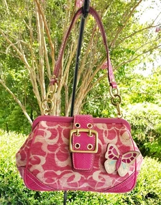 Coach RARE SMALL 8F50 Vintage Y2K Soho Magenta Pink Signature C Chenille Tote - Picture 1 of 20