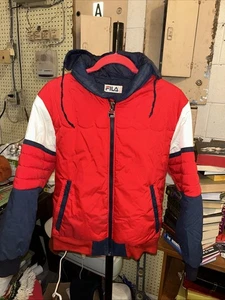 Vintage 90's Fila Made in Italy Puffer Convertible Bomber Jacket size 44 - Picture 1 of 11