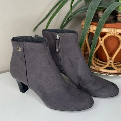 Ellen Tracy серый искусственной замши ботильоны женщин 7,5 М котенок каблук молнии ботинок - Изображение 1 из 4