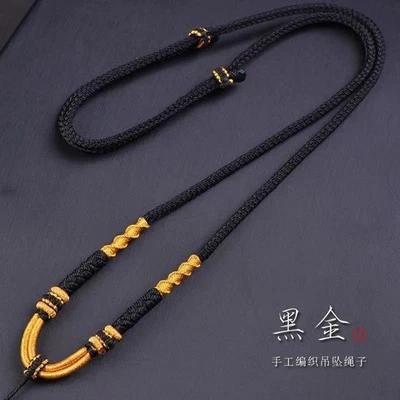 Cuerda colgante tejida a mano de 8 hebras trenzada café color negro Foto 1 de 4