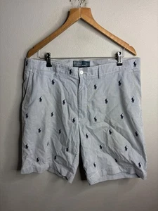 Polo Ralph Lauren Shorts Herren 36 blau weiß gestreift Prospect Short All Over Pony - Bild 1 von 7