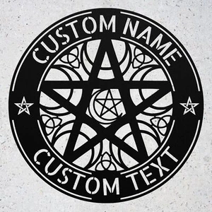 Personalized Pentacle Metal Sign Pentagram Home Decor Family Name Welcome Signs - Picture 1 of 5