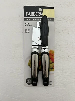 Abridor de lata Farberware profissional aço inoxidável com abridor de garrafa embutido - Imagem 1 de 4