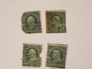 (4) Rare One Cent Benjamin Franklin Stamp green - 1900s - - Picture 1 of 2