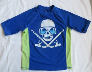GAP Kids Rash Guard Short Sleeve Shirt Skull Scuba Crossbones Swim Blue Boys M 8 - Picture 1 of 3