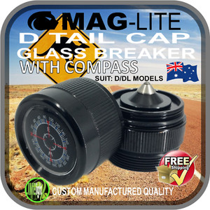 MAGLITE UPGRADE D CELL COMPASS INCLUDING TAIL CAP GLASS BREAKER D/DL MODELS AU
