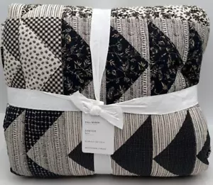 Pottery Barn Sawyer Handcrafted Reversible FULL / QUEEN Quilt ~ Black Multi - Picture 1 of 2
