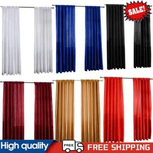 Solid Color Satin Tulle Door Window Curtain Room Balcony Half Blackout Drape #g - Picture 1 of 18
