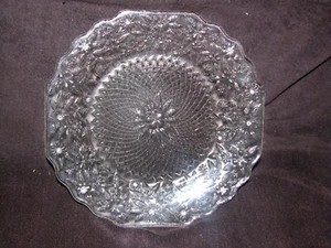 VTG Indiana Serving/Sandwich Glass Platter 11.5" Spring Flower & Diamond Pattern - Picture 1 of 3