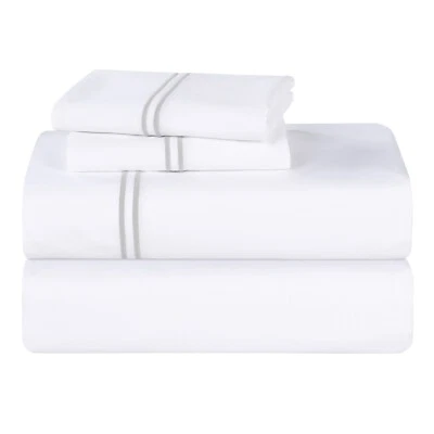 Fieldstone Cotton Two-Line Embroidered Breathable Deep Pocket Bed Sheet Set - Image 1 of 3