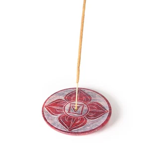 "Quemador de incienso - placa de piedra jabonosa chakra raíz muladhara 3" - Imagen 1 de 6