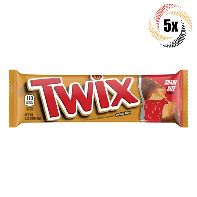5x Packs Twix Caramel Milk Chocolate Cookie Bars Share Size Candy 3.02oz - Image 1 of 3