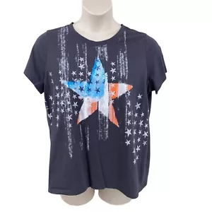 Camiseta patriótica Sonoma para mujer gris talla XL cuello redondo SS grandes estrellas gráficas - Imagen 1 de 10