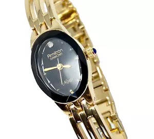 Vintage Armitron Now Diamond Black Gold Tone Wrist Watch 7" - Picture 1 of 4