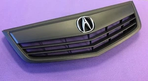Fits TSX Front Bumper Upper Grill + OEM Emblem Whole Kit With Molding All Black - Picture 1 of 2