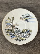 Vintage 1962 Seattle World's Fair Souvenir Plate 5.5" Gold Rim Space Needle