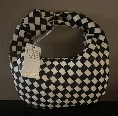 Urban Expressions Bolso Tracy Tejido Nudo Hobo Cartera Vegano Bolso de Mano Negro/Crema Nuevo con Etiquetas Foto 1 de 2