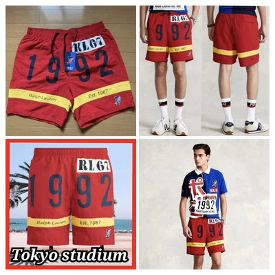 NWT XL  Polo Ralph Lauren 1992 Tokyo Stadium P Wing RL67 Nylon Summer Shorts - Image 1 of 4